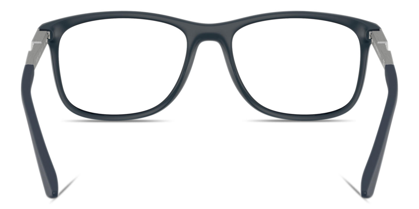 Shop Emporio Armani Modern Pillow Eyeglasses in Matte Dark Blue online.