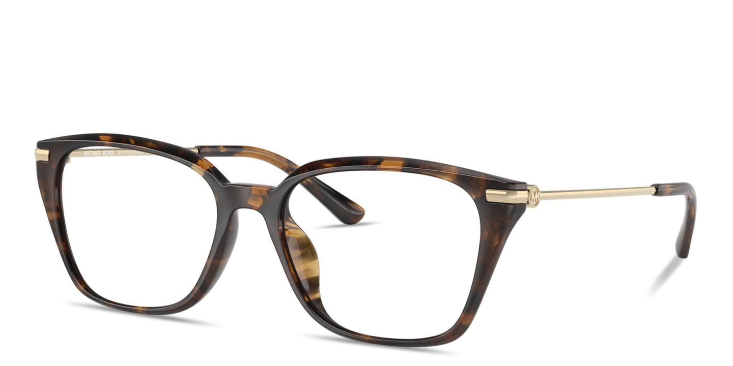 Shop Michael Kors Hainan Rectangle Eyeglasses in Tortoise online.