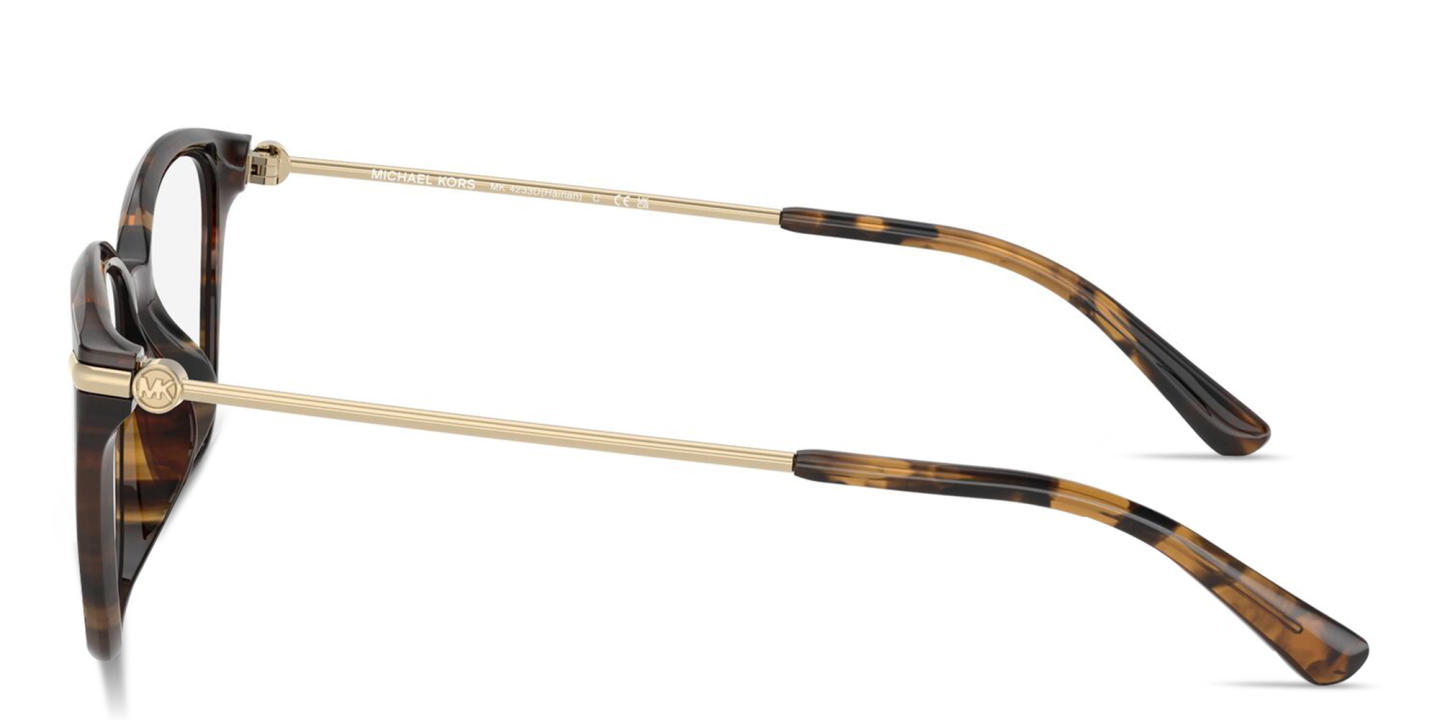 Shop Michael Kors Hainan Rectangle Eyeglasses in Tortoise online.