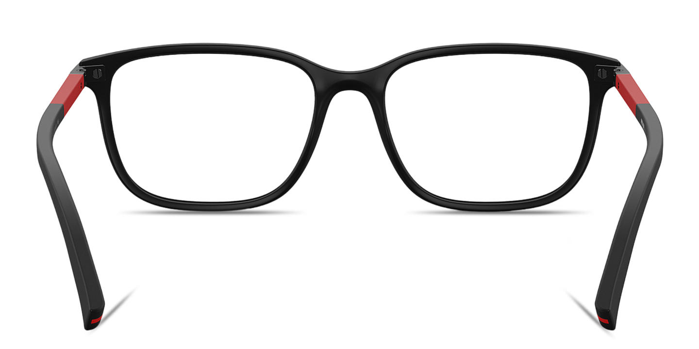 Prada Linea Rossa Logo Signature Wide Pillow Eyeglasses in Black Rubber – Product Photo 3