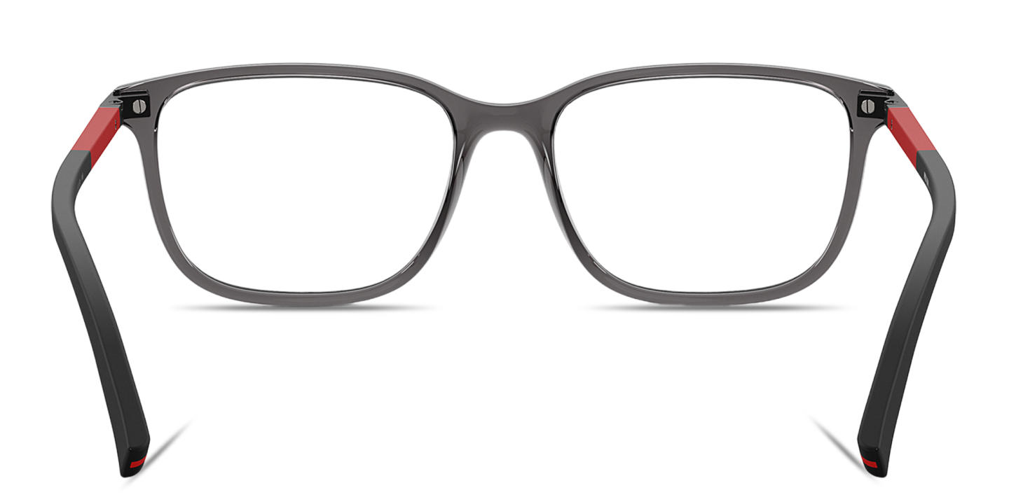 Shop Prada Linea Rossa Logo Signature Wide Pillow Eyeglasses in Transparent Anthracite online.