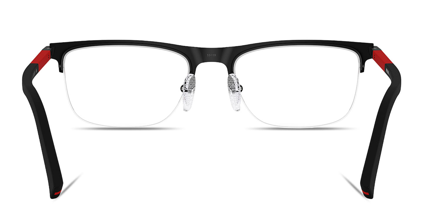 Shop Prada Linea Rossa Logo Signature Wide Half-Rim Pillow Eyeglasses in Matte Black online.