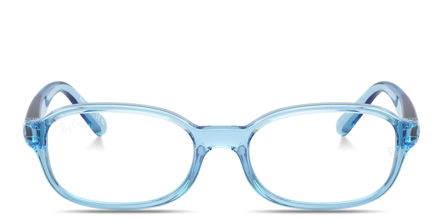 Shop Ray-Ban Junior Optics Kids Bio-Based Pillow Eyeglasses in Transparent Blue online.