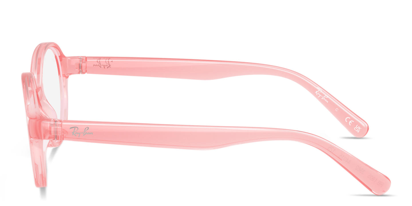 Shop Ray-Ban Junior Optics Kids Bio-Based Panthos Eyeglasses in Transparent Light Pink online.