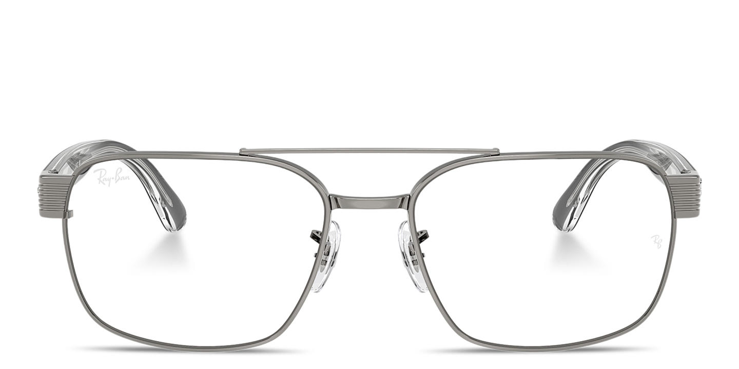 Shop Ray-Ban Optics Unisex Wide Square Eyeglasses in Gunmetal online.