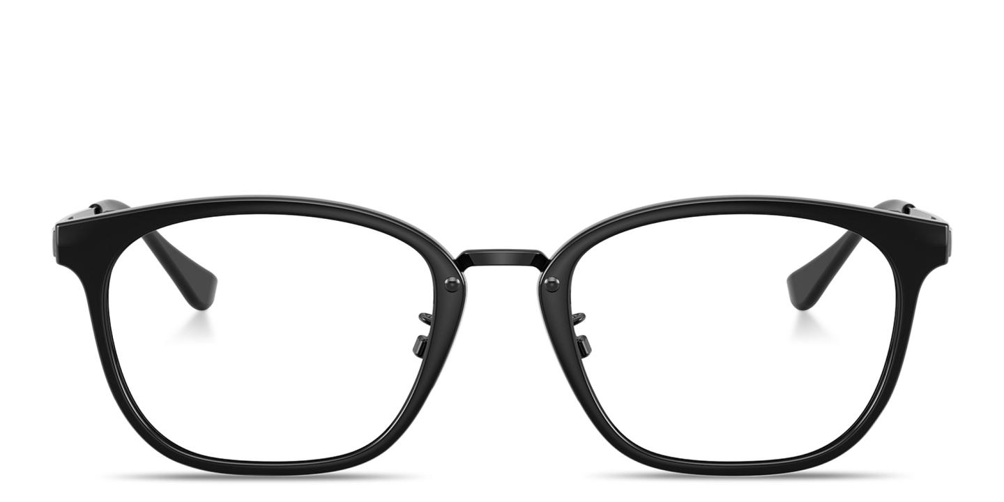 Shop Ray-Ban Logo-Engraved Unisex Square Eyeglasses in Black online.