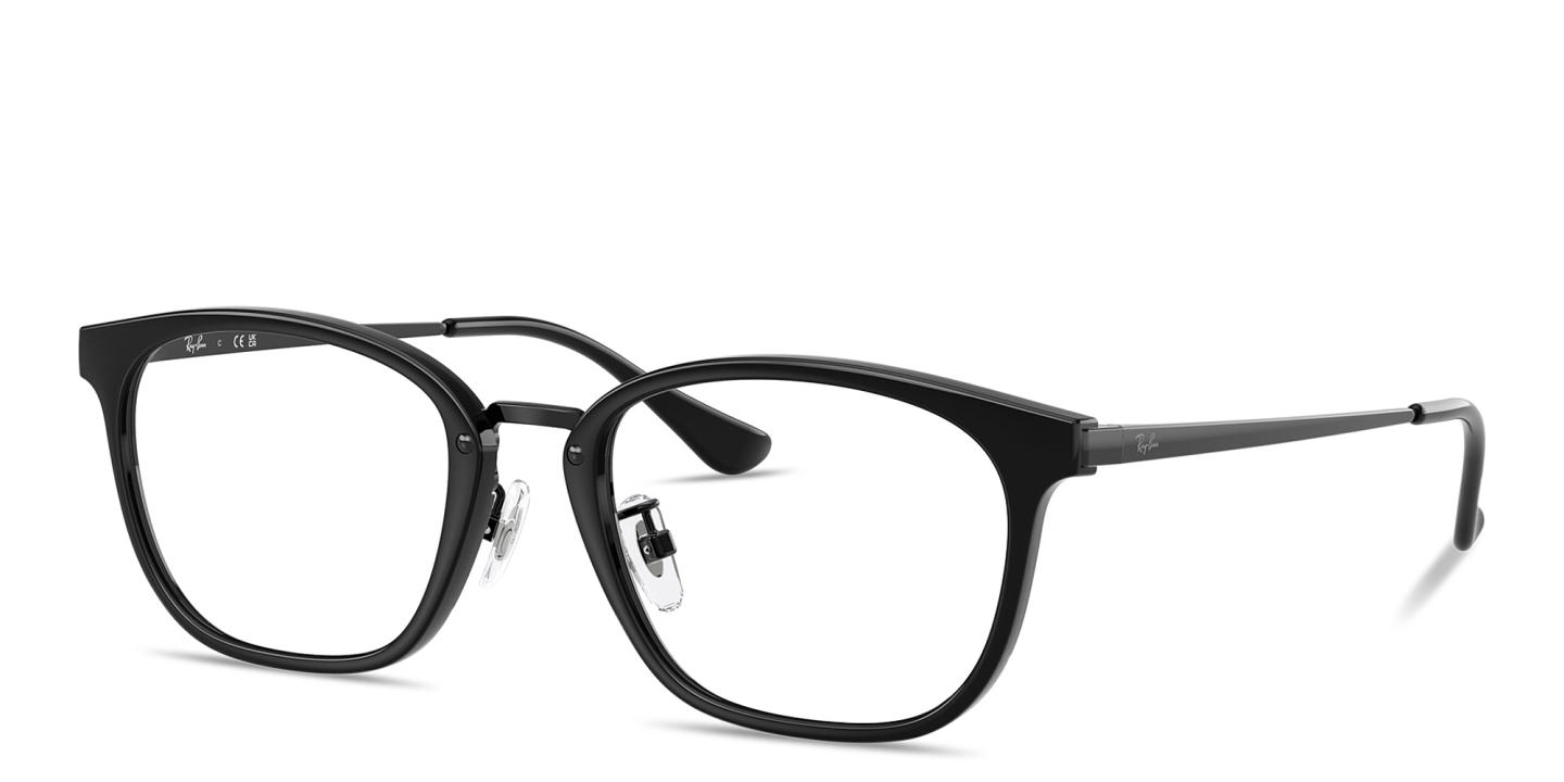 Shop Ray-Ban Logo-Engraved Unisex Square Eyeglasses in Black online.
