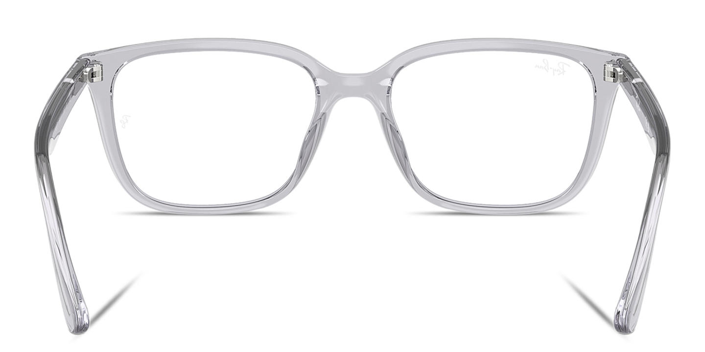 Shop Ray-Ban Embossed Logo Unisex Wide Square Eyeglasses in Transparent Light Grey online.