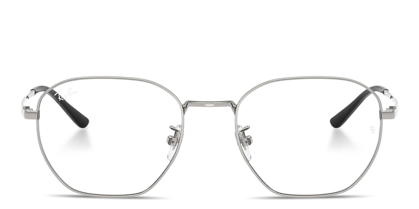 Shop Ray-Ban Logo-Engraved Unisex Irregular Eyeglasses in Silver online.