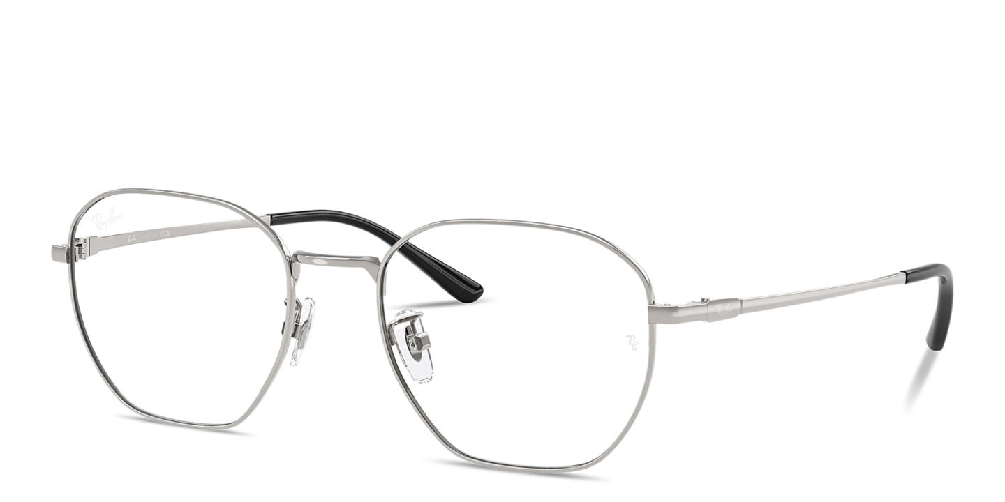 Shop Ray-Ban Logo-Engraved Unisex Irregular Eyeglasses in Silver online.