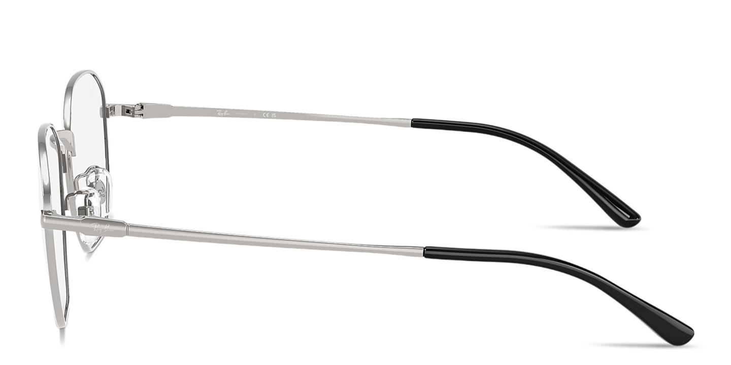Shop Ray-Ban Logo-Engraved Unisex Irregular Eyeglasses in Silver online.