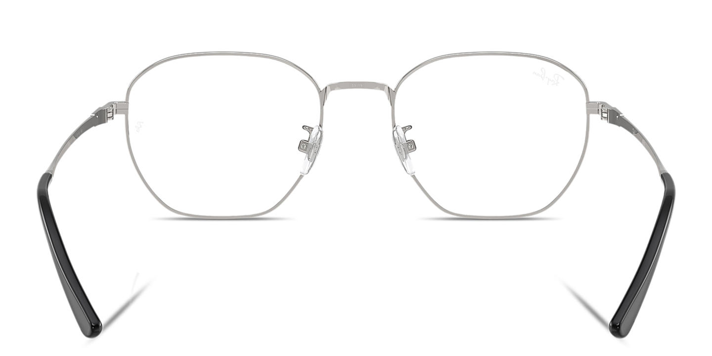 Shop Ray-Ban Logo-Engraved Unisex Irregular Eyeglasses in Silver online.