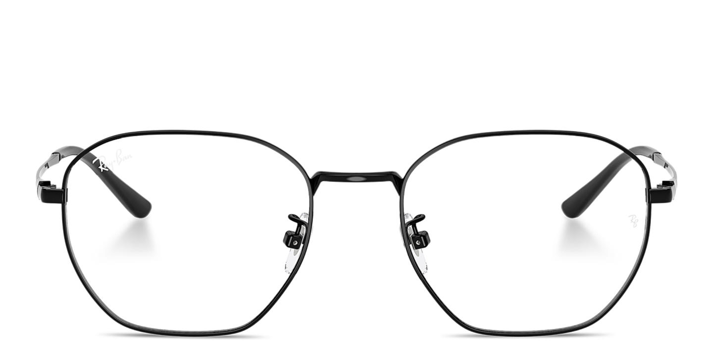 Shop Ray-Ban Logo-Engraved Unisex Irregular Eyeglasses in Black online.