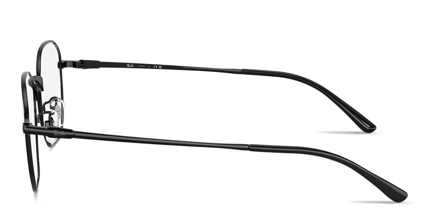 Shop Ray-Ban Logo-Engraved Unisex Irregular Eyeglasses in Black online.