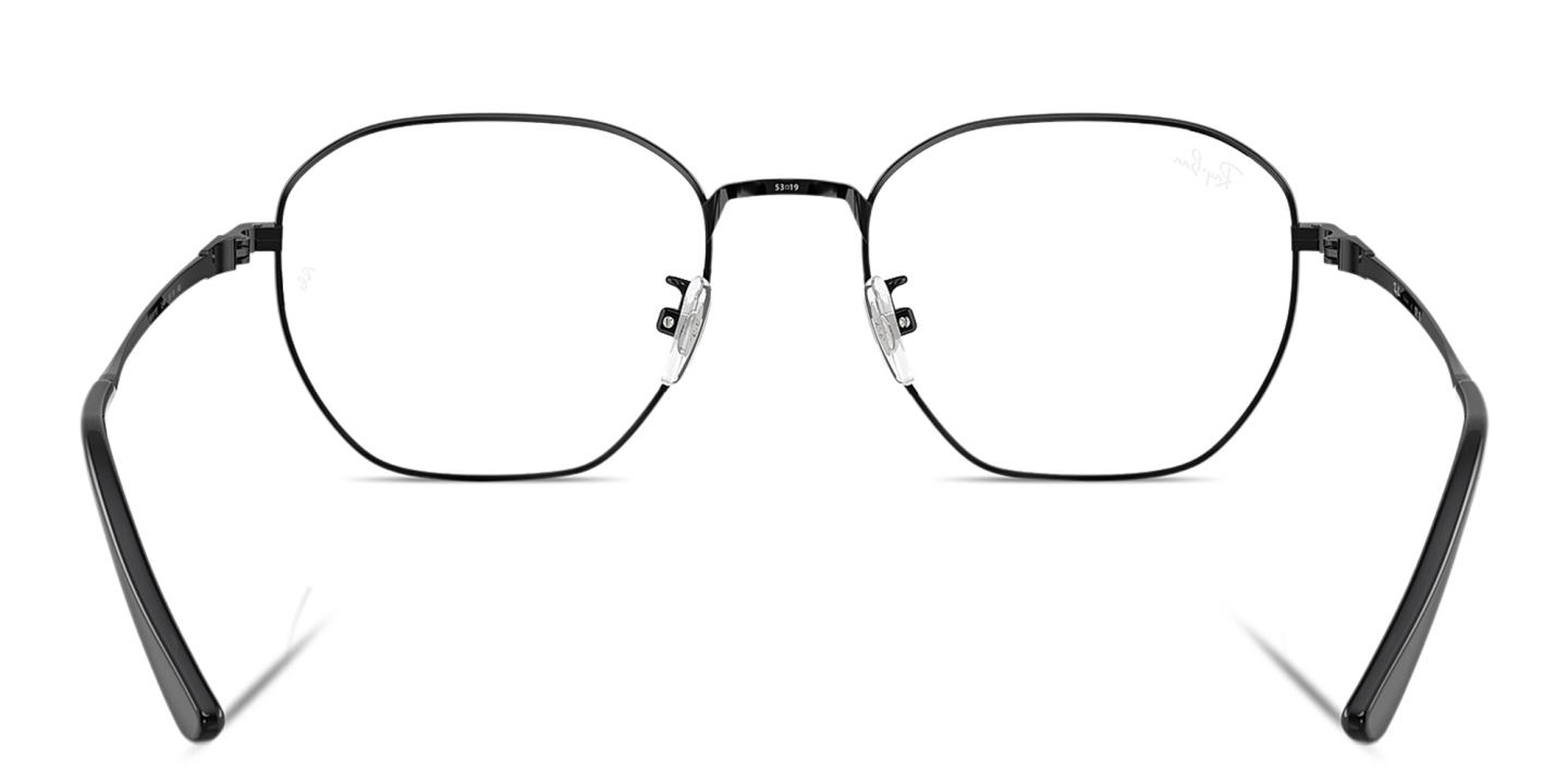 Shop Ray-Ban Logo-Engraved Unisex Irregular Eyeglasses in Black online.
