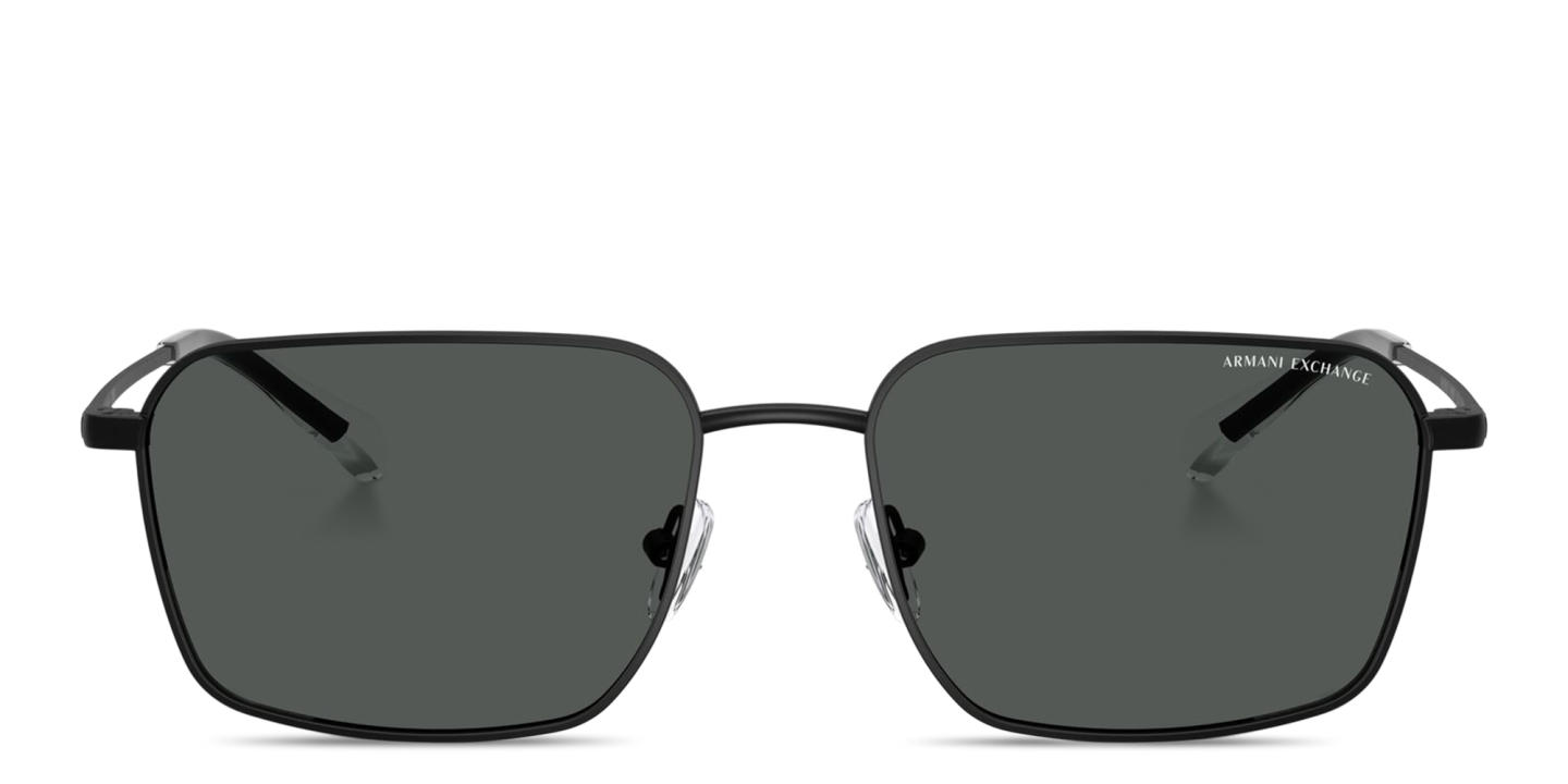 Shop Armani Exchange A|X Logo Rectangle Sunglasses in Black online.