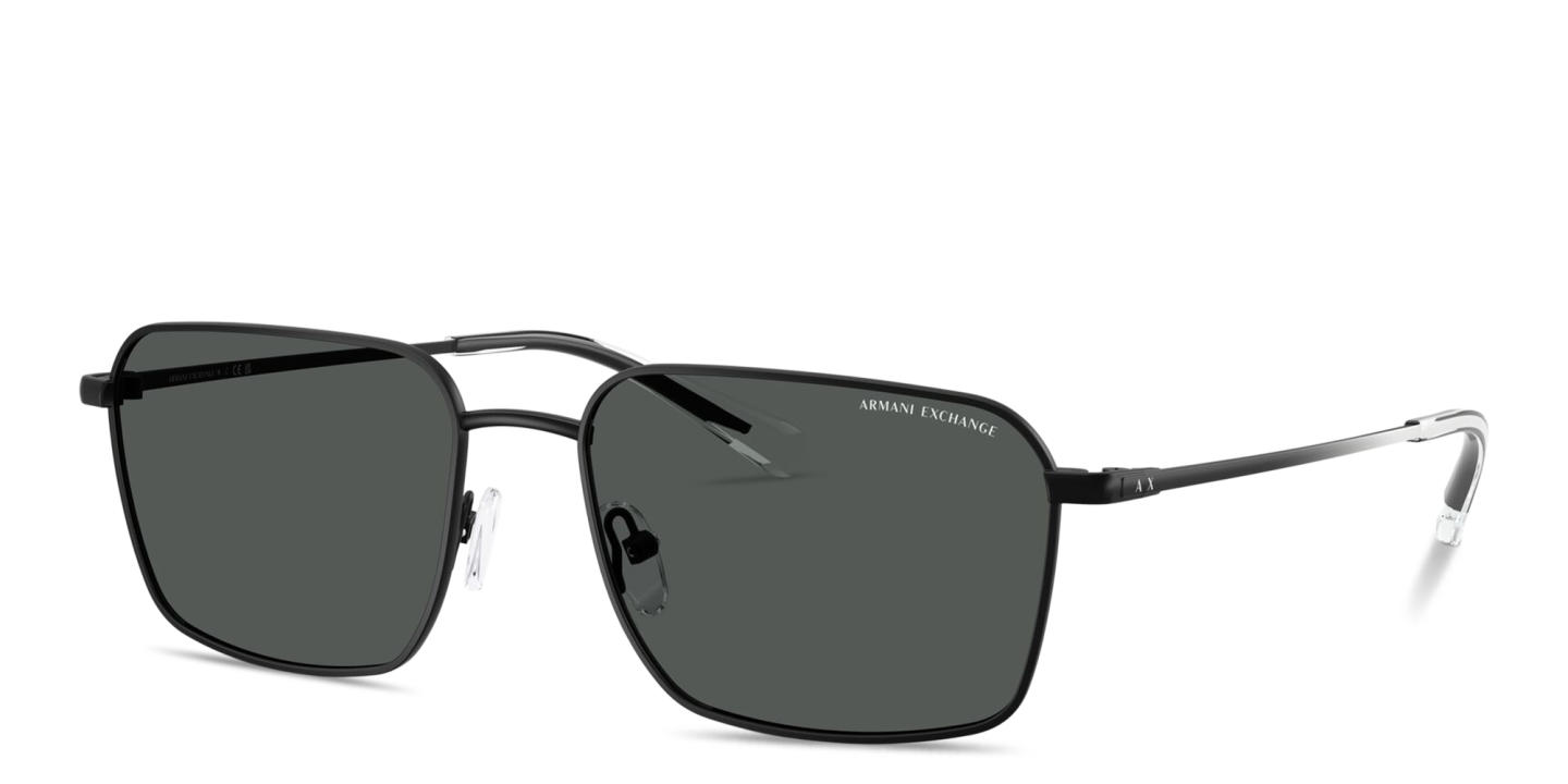 Shop Armani Exchange A|X Logo Rectangle Sunglasses in Black online.