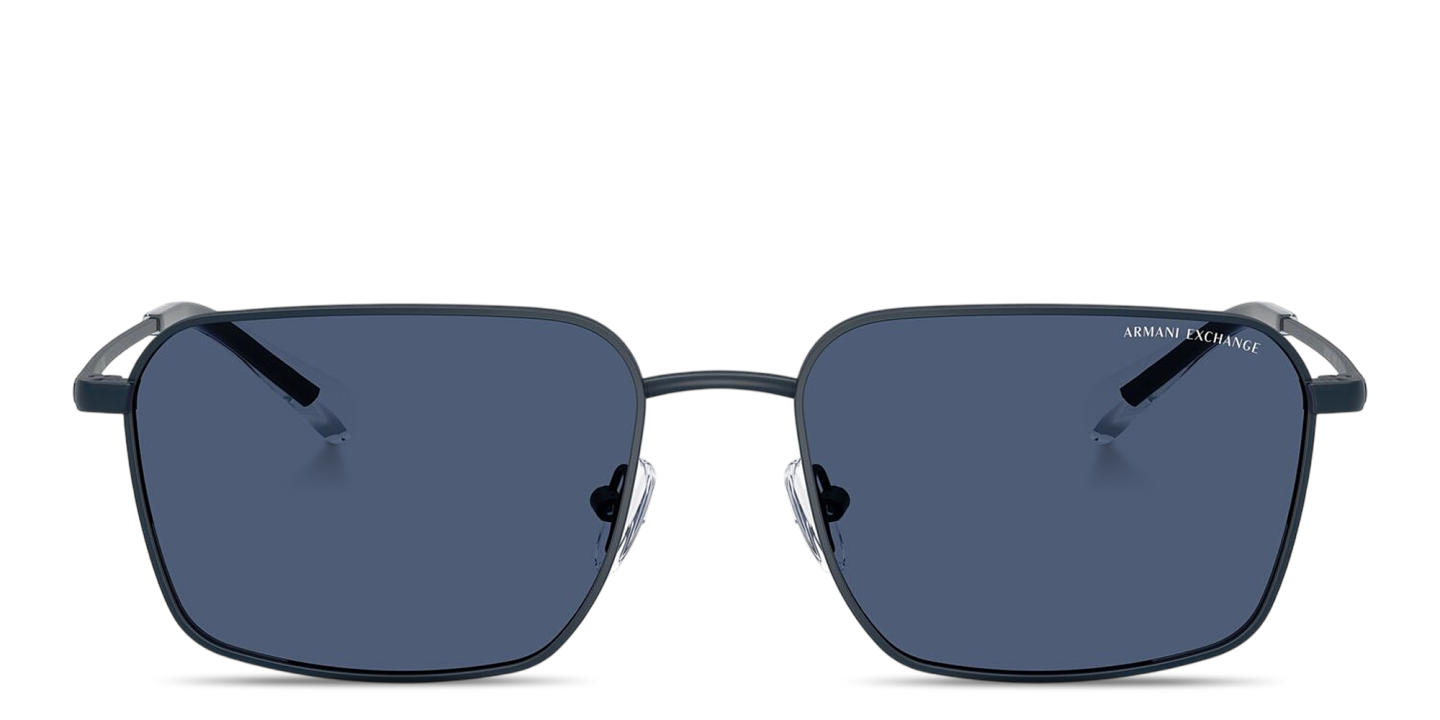 Shop Armani Exchange A|X Logo Rectangle Sunglasses in Blue online.