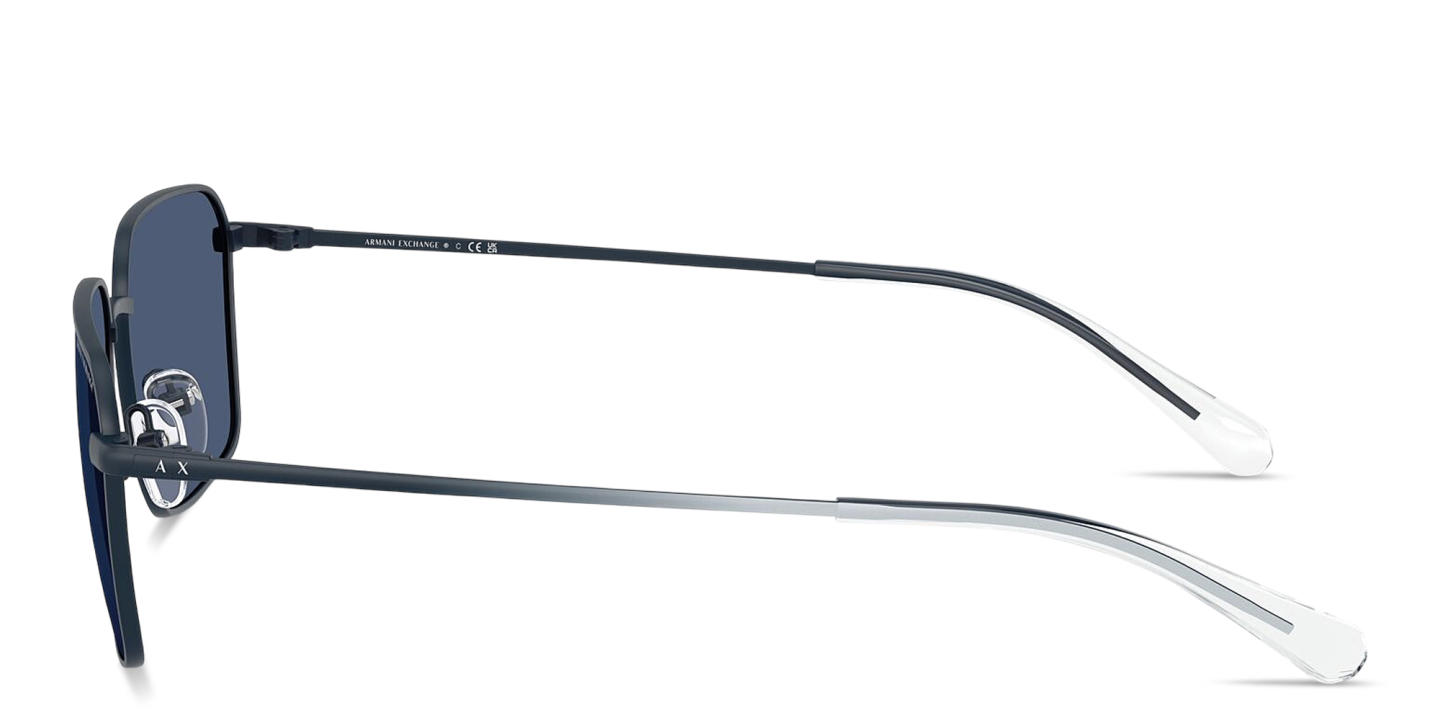 Shop Armani Exchange A|X Logo Rectangle Sunglasses in Blue online.