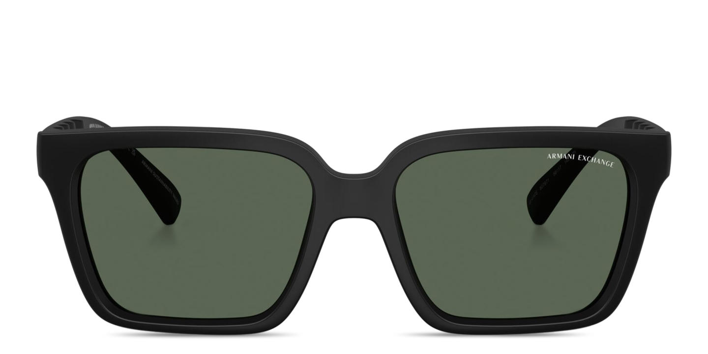 Shop Armani Exchange Logo Lettering Square Sunglasses in Black online.