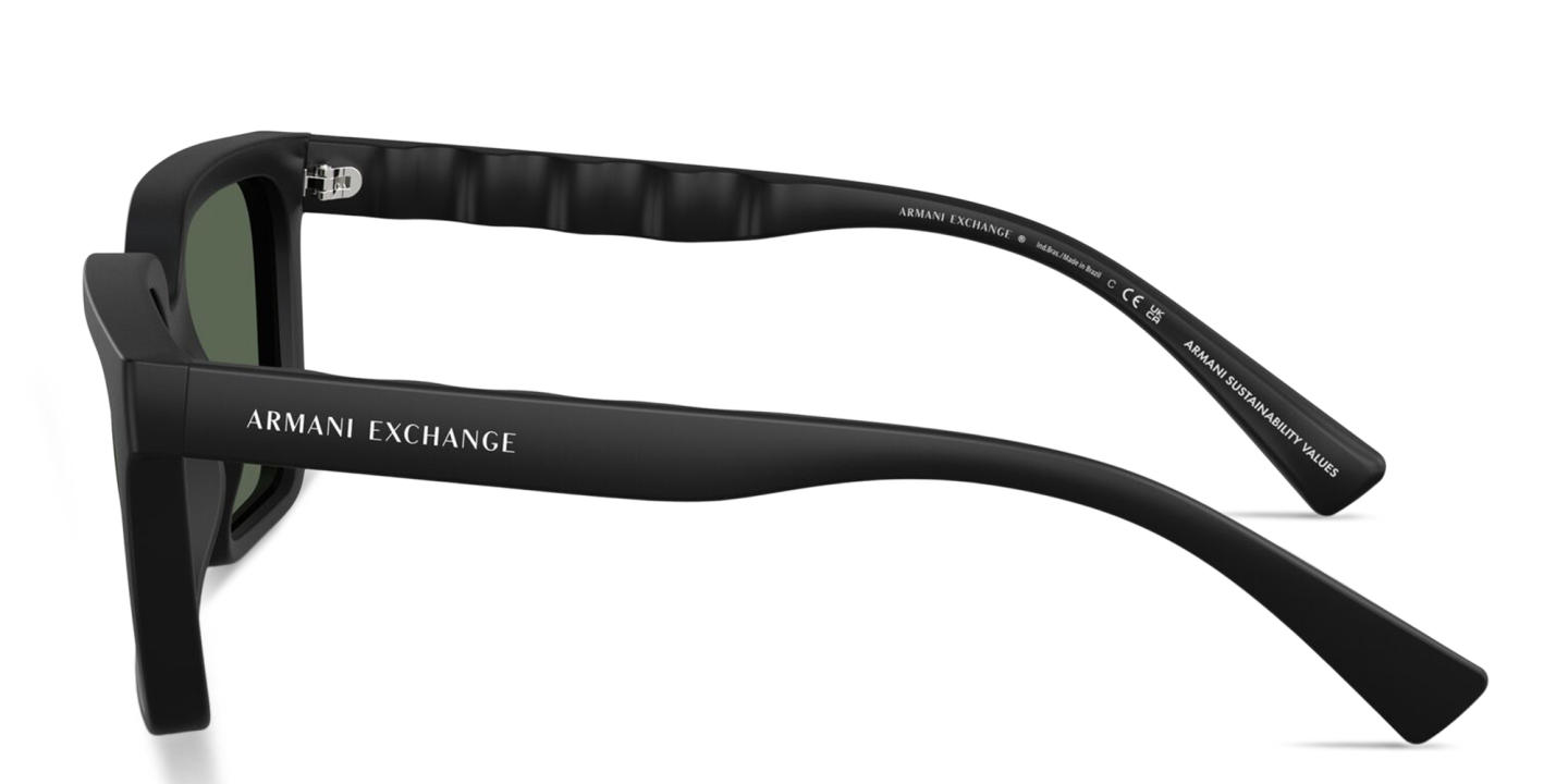 Shop Armani Exchange Logo Lettering Square Sunglasses in Black online.