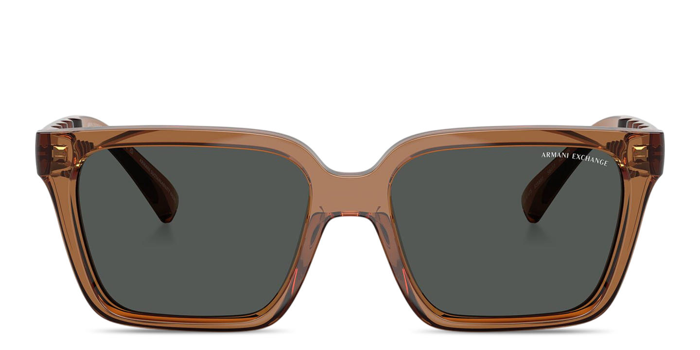 Shop Armani Exchange Logo Lettering Square Sunglasses in Transparent Brown online.