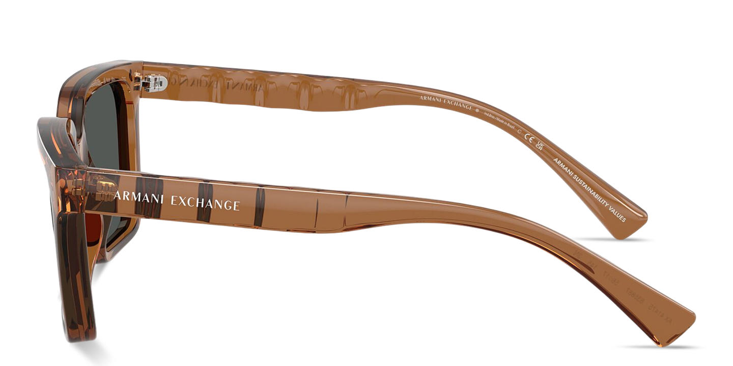 Shop Armani Exchange Logo Lettering Square Sunglasses in Transparent Brown online.