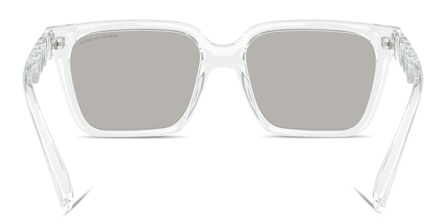 Shop Armani Exchange Logo Lettering Square Sunglasses in Transparent Grey online.