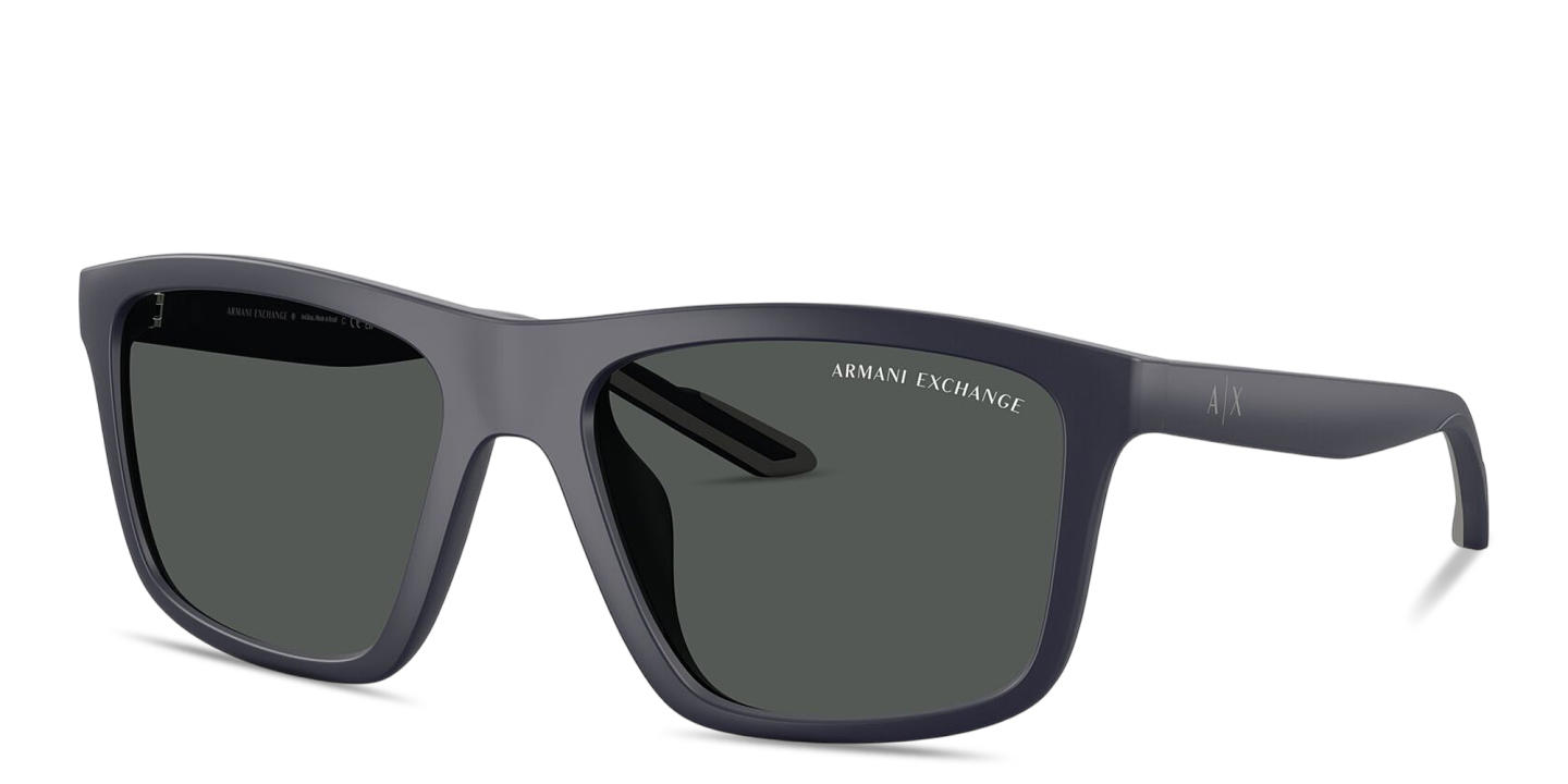 Shop Armani Exchange A|X Logo Square Sunglasses in Blue online.