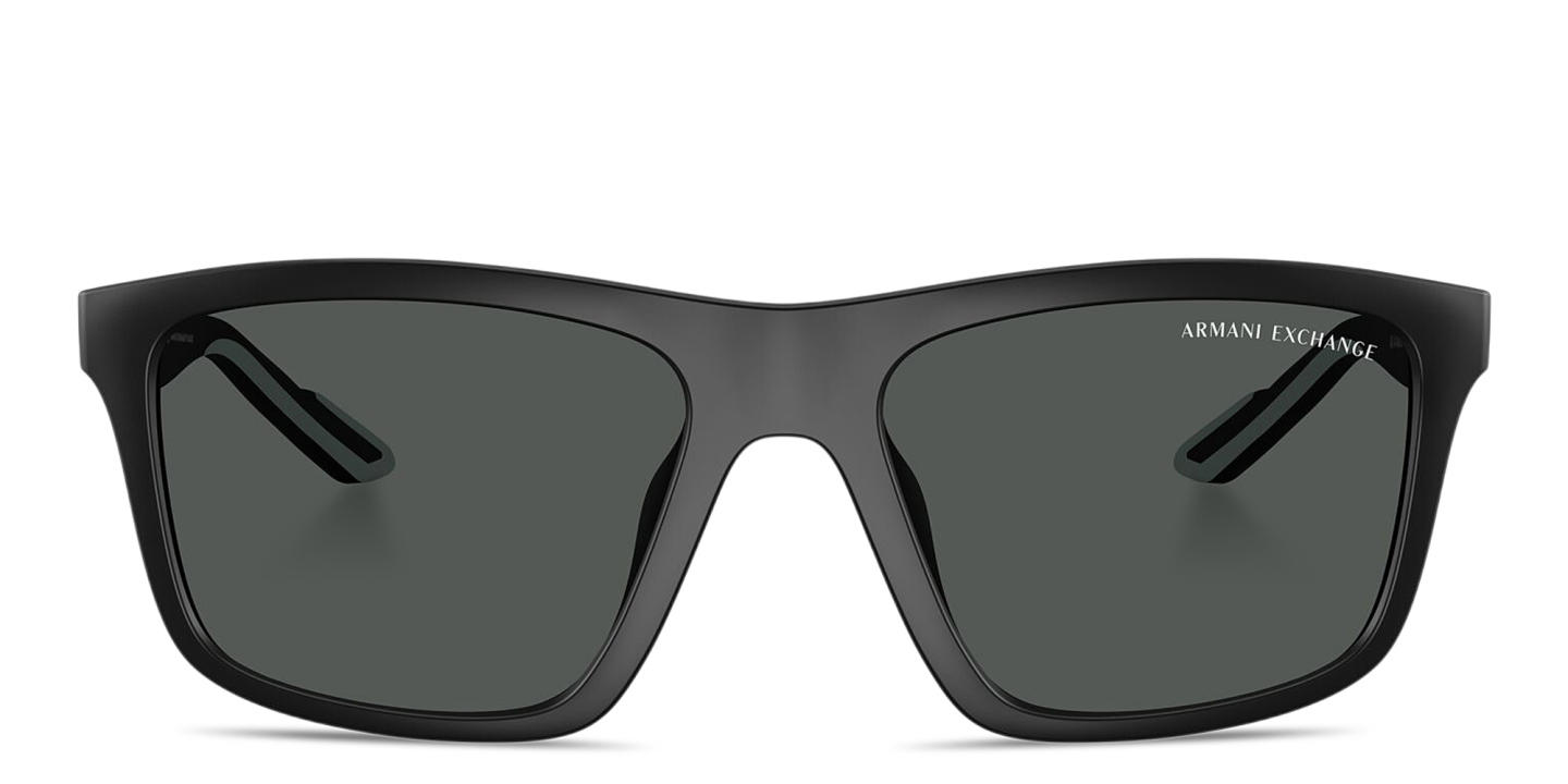 Shop Armani Exchange A|X Logo Square Sunglasses in Black online.