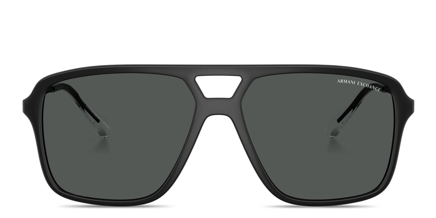 Shop Armani Exchange A|X Logo Pilot Sunglasses in Black online.