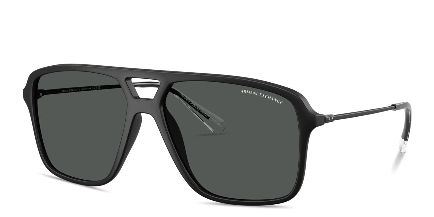Armani Exchange A|X Logo Pilot Sunglasses in Black – Product Photo 1