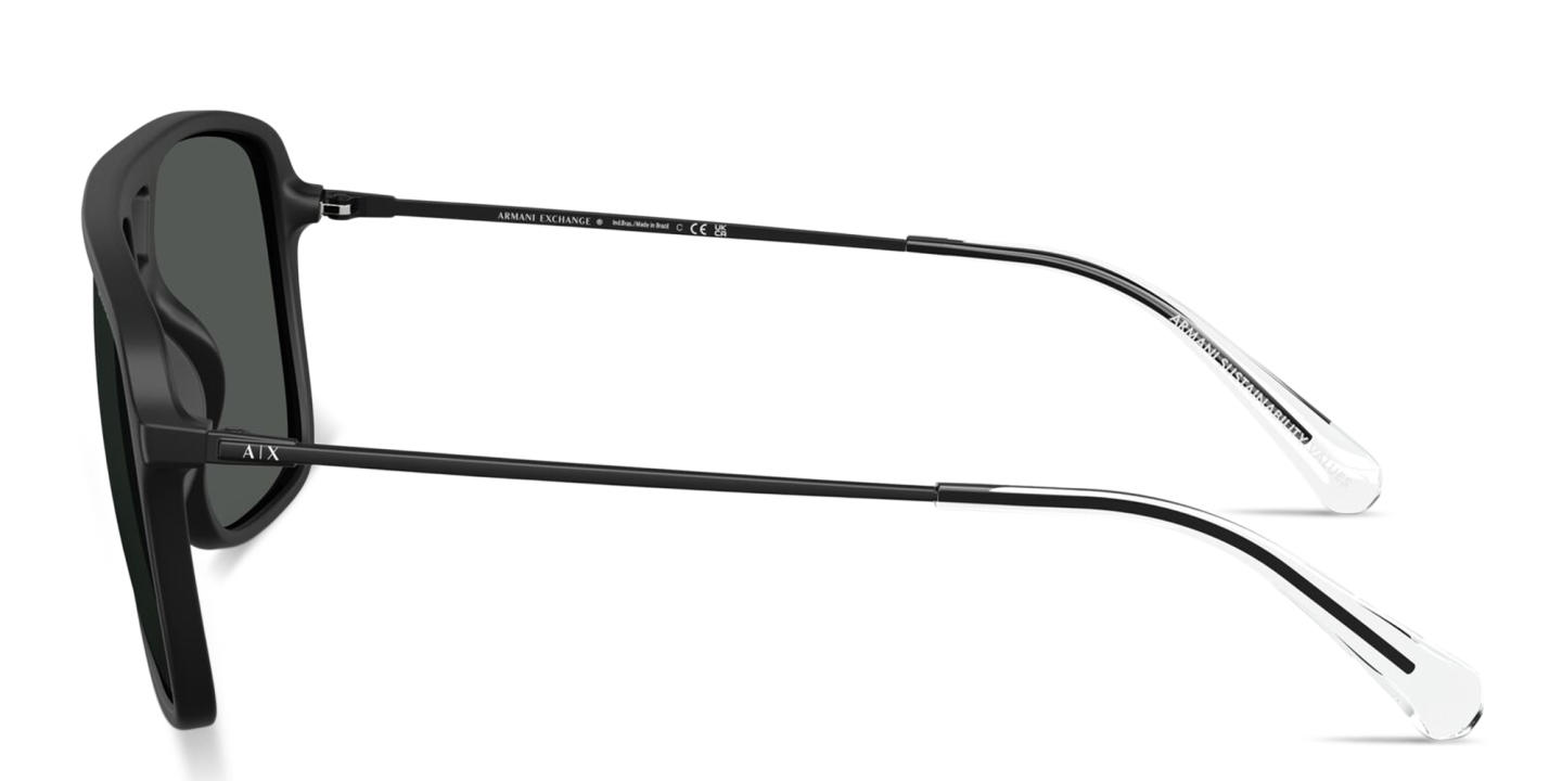 Shop Armani Exchange A|X Logo Pilot Sunglasses in Black online.