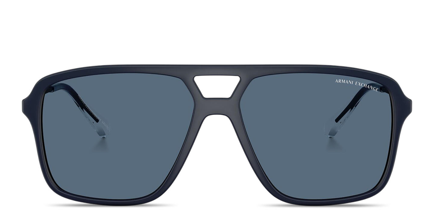 Shop Armani Exchange A|X Logo Pilot Sunglasses in Blue online.