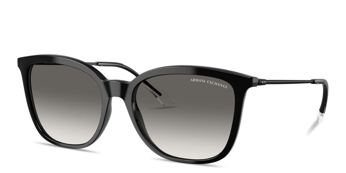 Shop Armani Exchange A|X Logo Butterfly Sunglasses in Black online.