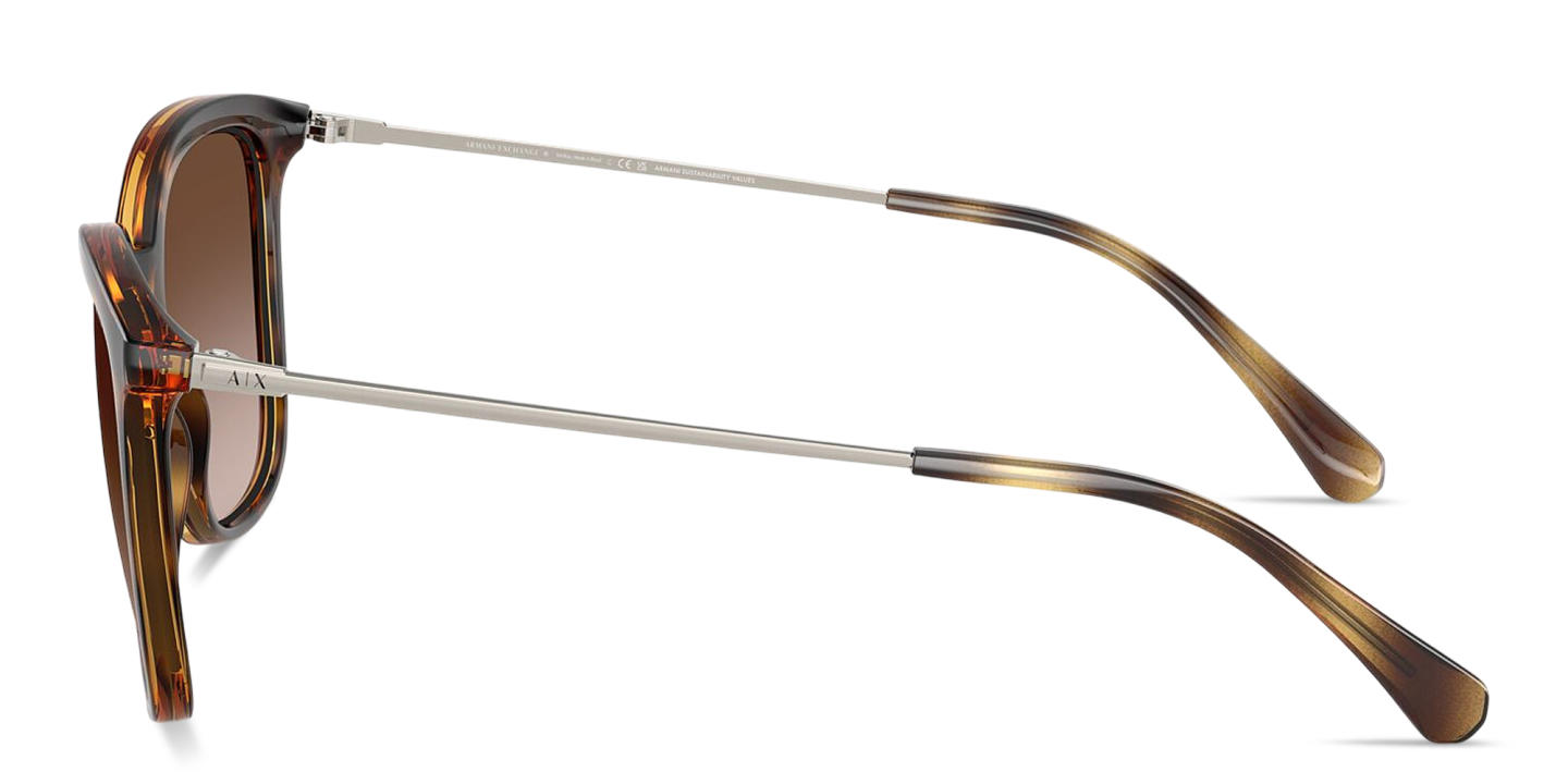 Shop Armani Exchange A|X Logo Butterfly Sunglasses in Havana online.