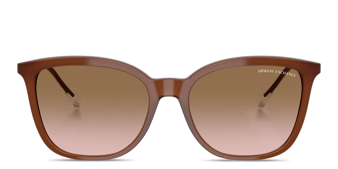 Shop Armani Exchange A|X Logo Butterfly Sunglasses in Brown online.