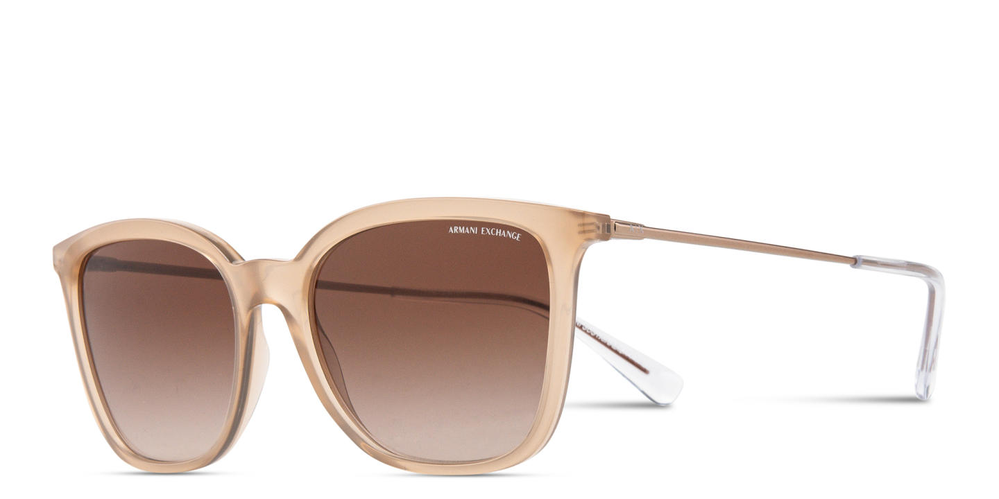 Shop Armani Exchange A|X Logo Butterfly Sunglasses in Beige online.