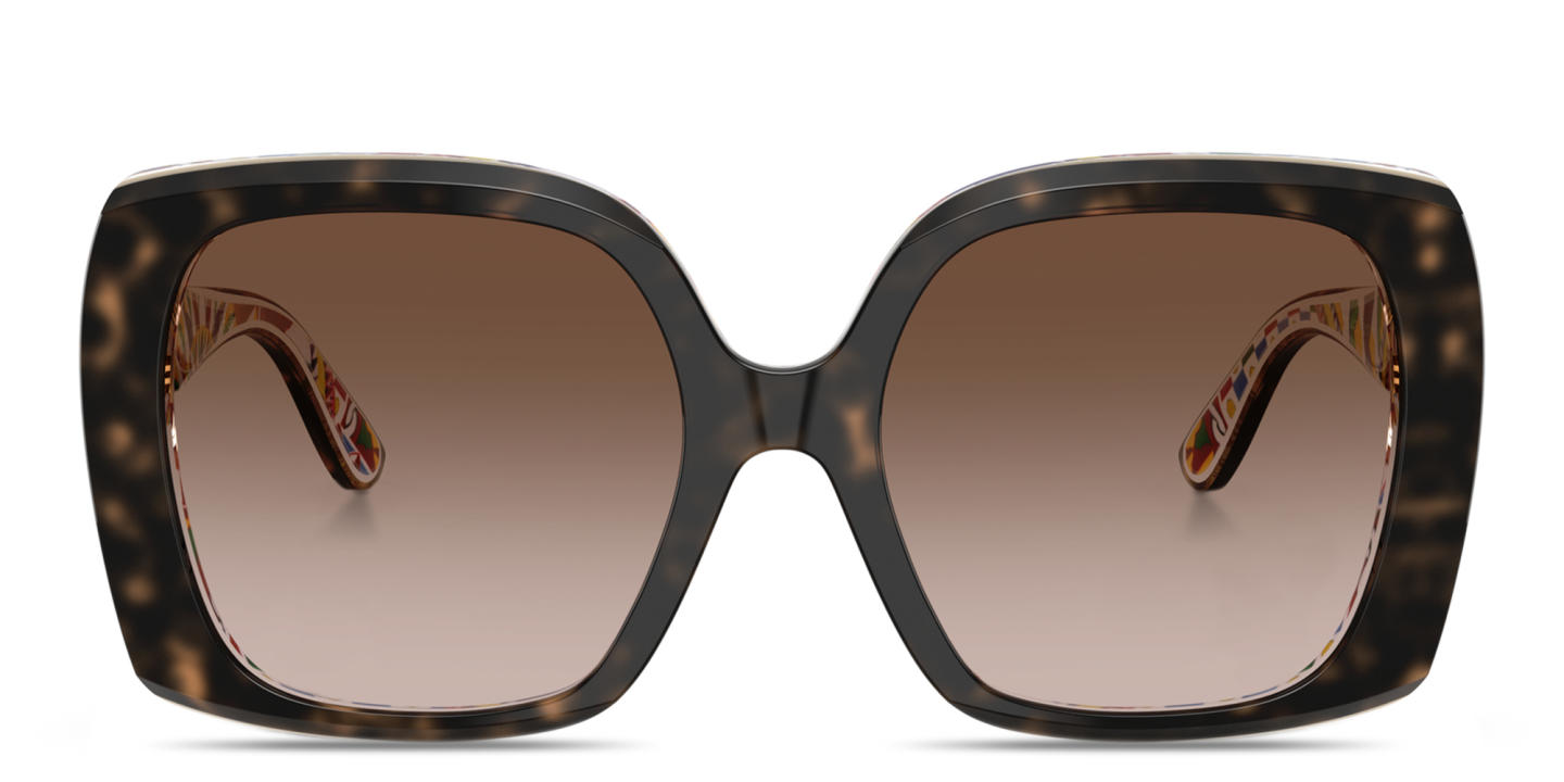 Dolce & Gabbana DNA Oversized Square Sunglasses in Havana On White Barrow – Product Photo 0