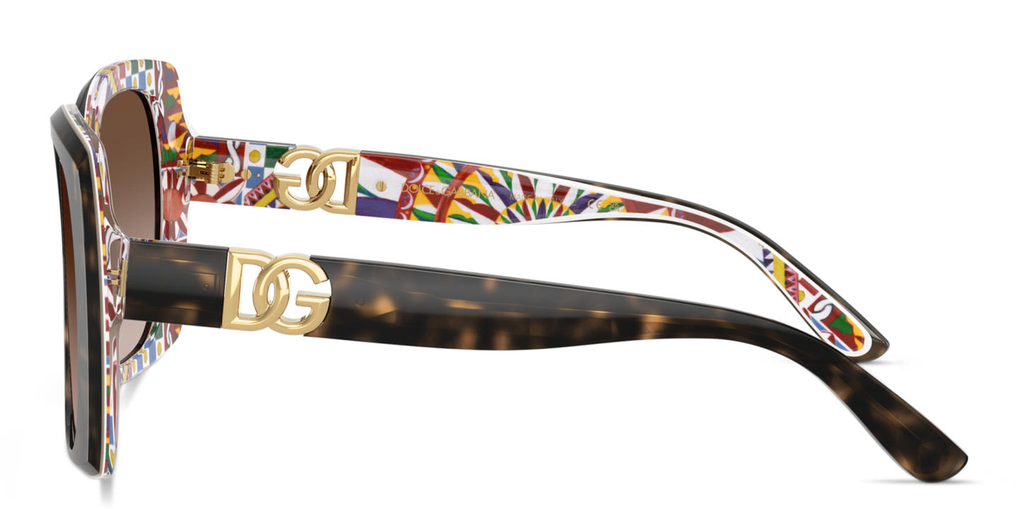 Dolce & Gabbana DNA Oversized Square Sunglasses in Havana On White Barrow – Product Photo 2