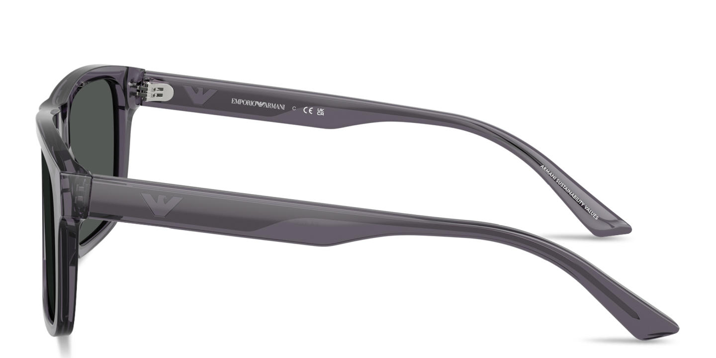 Shop Emporio Armani Essential Leisure Square Sunglasses in Transparent Dark Grey online.