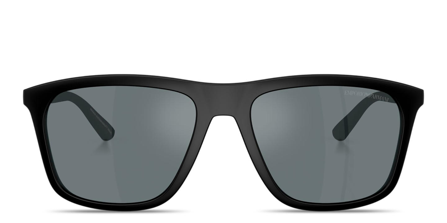 Shop Emporio Armani Eagle Logo Square Sunglasses in Black online.