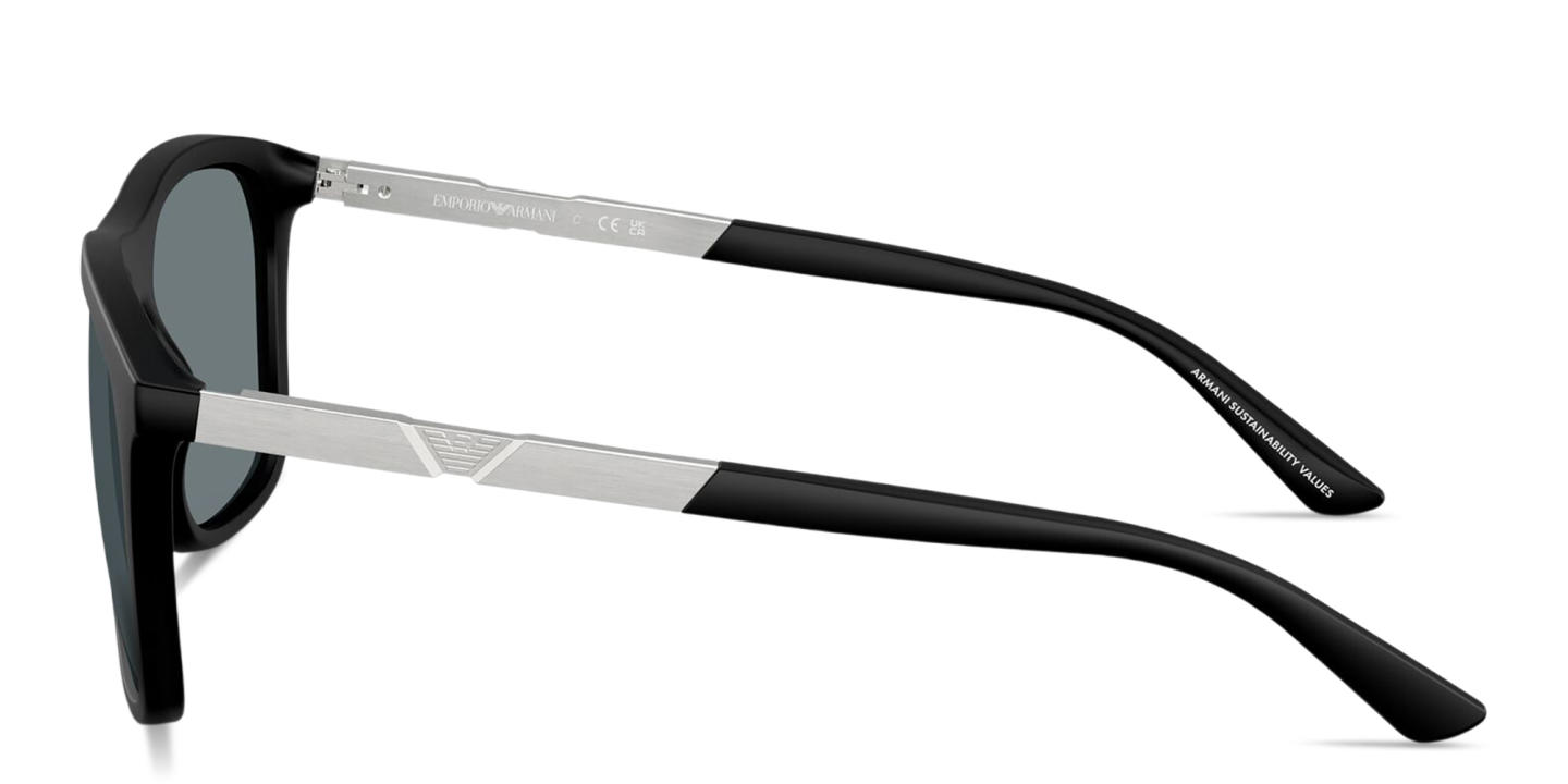 Shop Emporio Armani Eagle Logo Square Sunglasses in Black online.