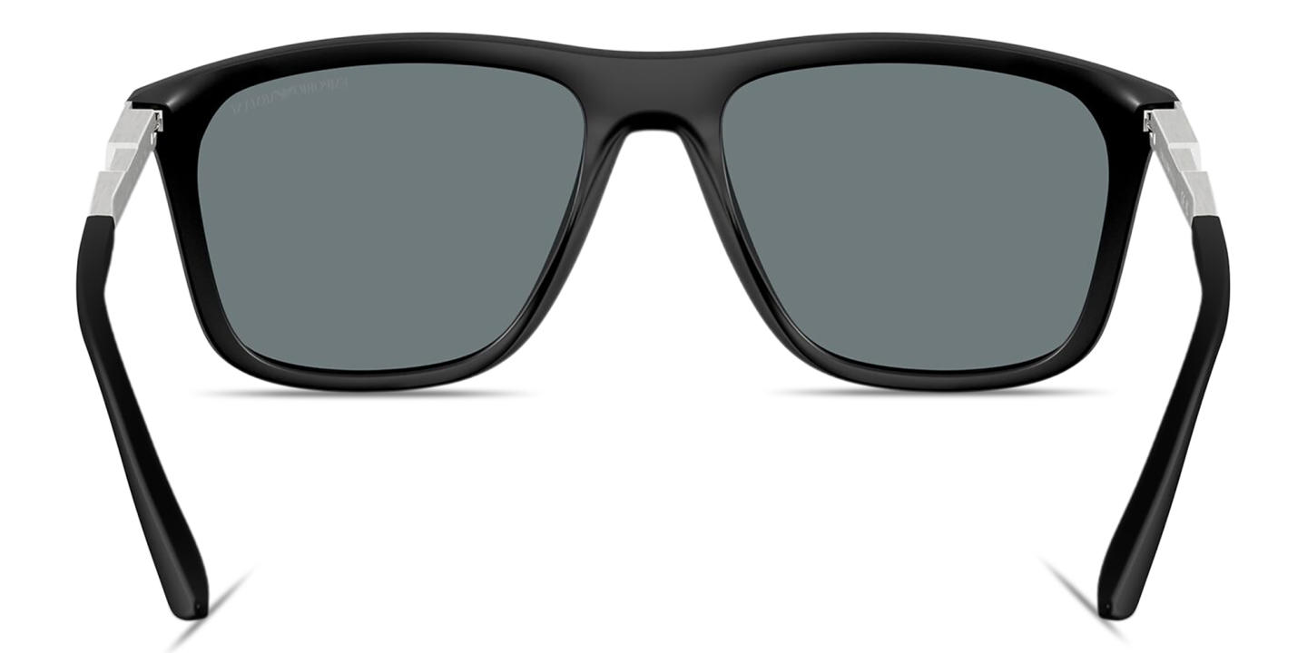 Shop Emporio Armani Eagle Logo Square Sunglasses in Black online.