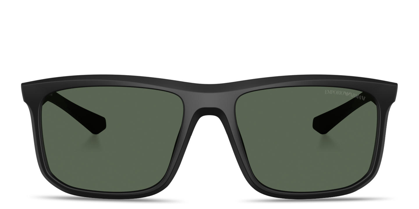 نظارات شمسية إيسنشيل ليجور بإطار مربّع من امبوريو أرماني بلون أسود مطفي - صورة المنتج 0