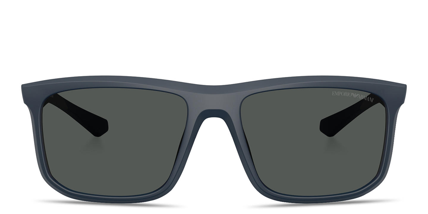 Shop Emporio Armani Essential Leisure Square Sunglasses in Matte Blue online.