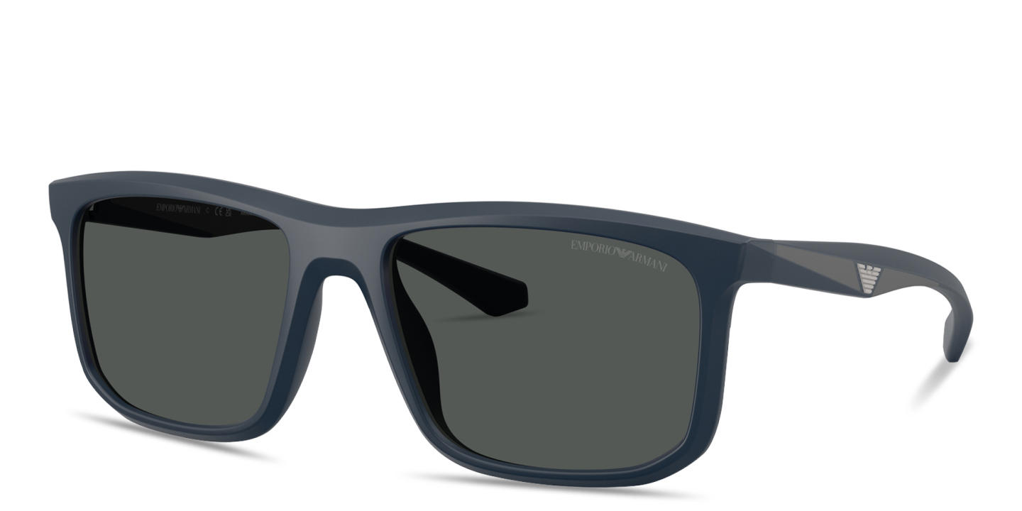 Shop Emporio Armani Essential Leisure Square Sunglasses in Matte Blue online.