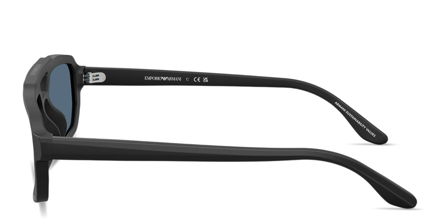 Emporio Armani Logo Print Irregular Sunglasses in Black – Product Photo 2