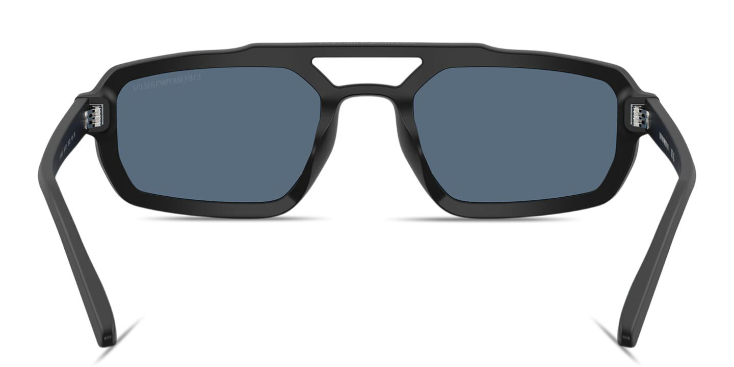 Shop Emporio Armani Logo Print Irregular Sunglasses in Black online.