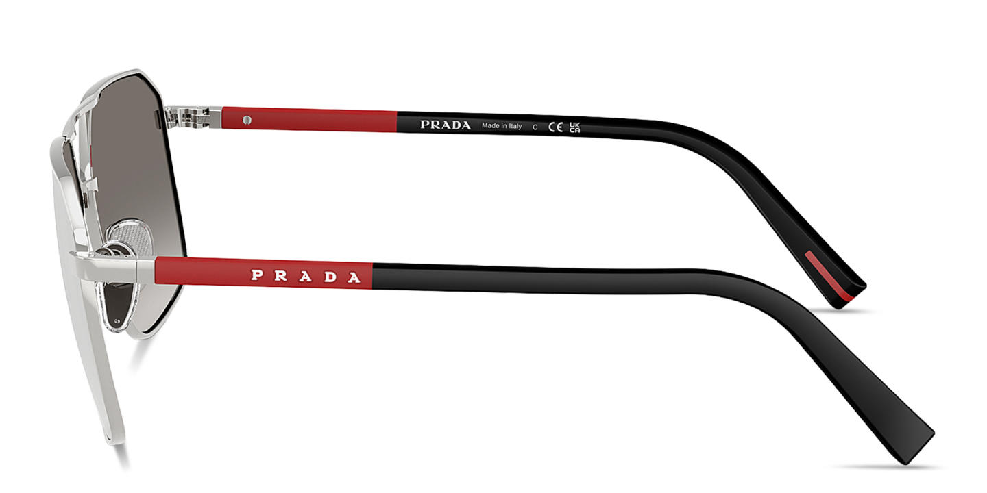 Prada Linea Rossa Logo Signature Irregular Sunglasses in Silver – Product Photo 2